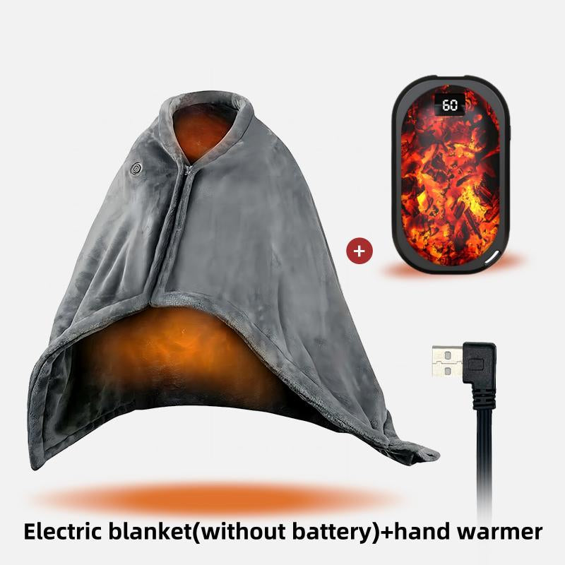 Portable Heated Blanket Shawl, USB Heated Blanket Shawl 59'' X 33.5'' Wearable Electric Blanket Small without Battery Pack Adjustable 3 Levels Fast Heating Electric Throw Machine Washable USB Heated Wrap for Office/Home,Soft Heated Throw Blanket