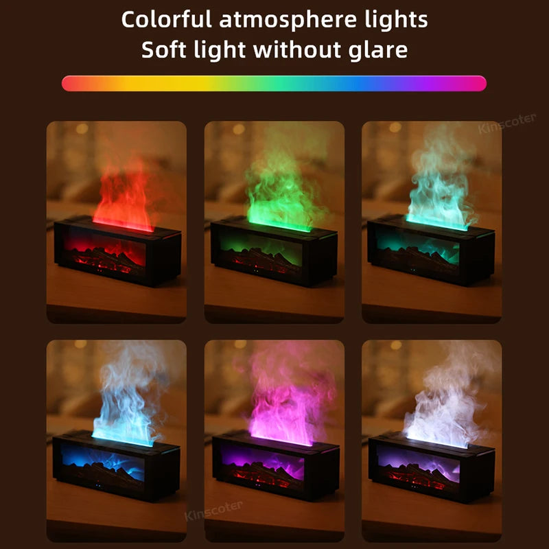 Creative Fireplace Air Humidifier Waterless Auto-Off Aroma Essential Oil Diffuser with LED Light & Remote Control for Home Gift Startek