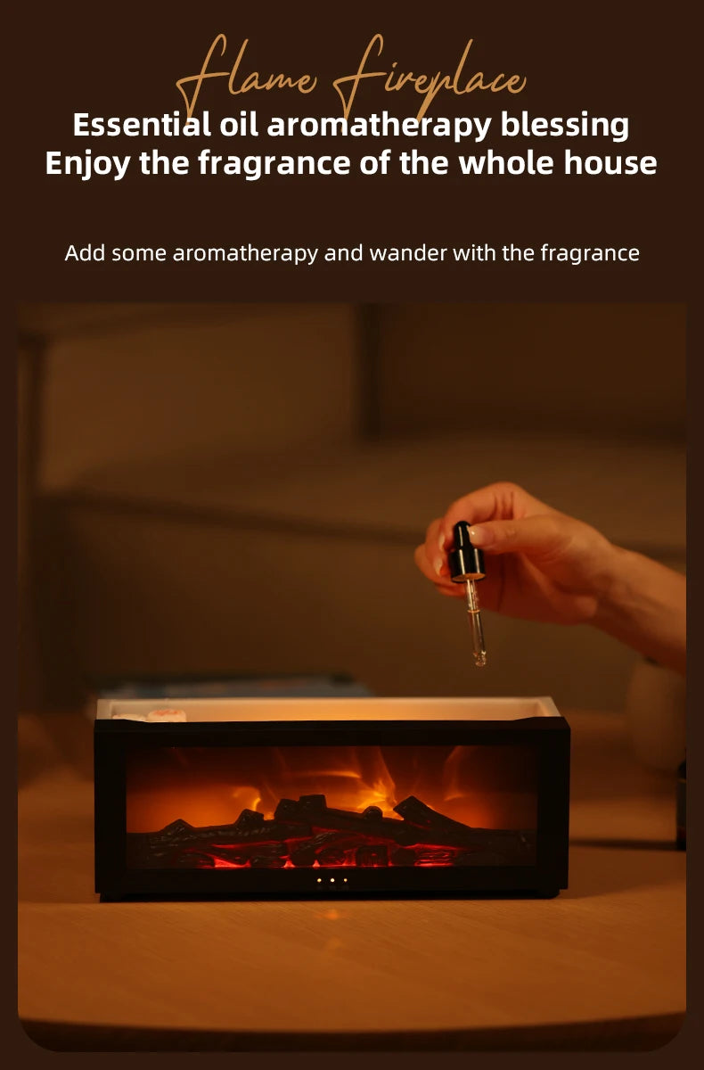 Creative Fireplace Air Humidifier Waterless Auto-Off Aroma Essential Oil Diffuser with LED Light & Remote Control for Home Gift Startek