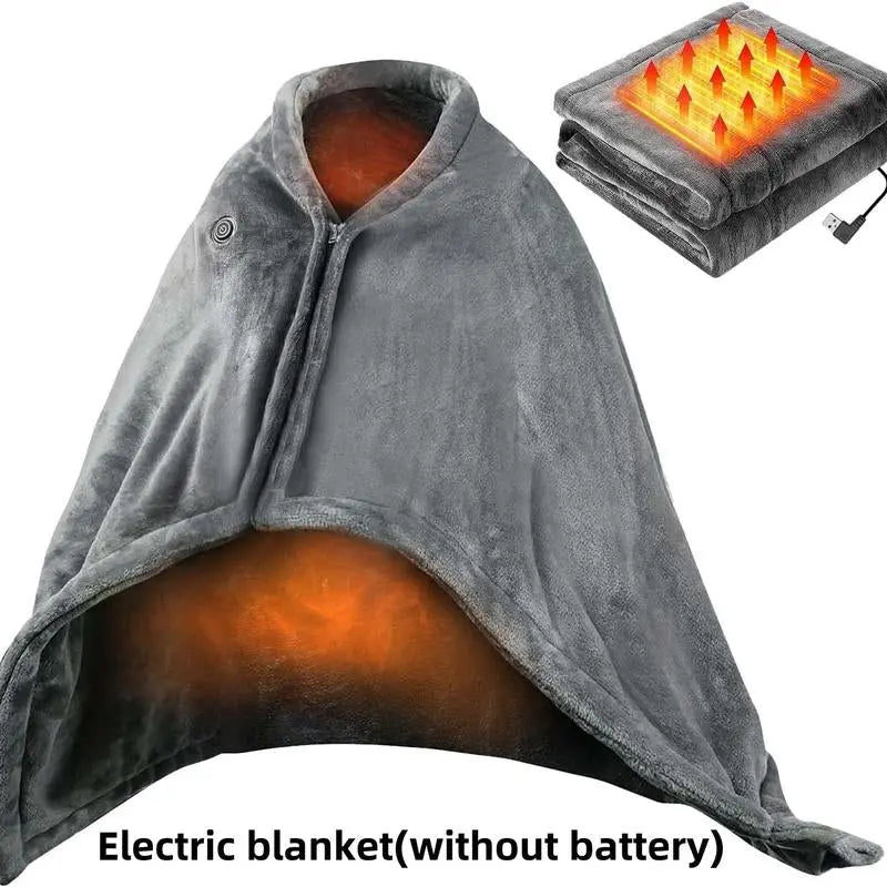 Portable Heated Blanket Shawl, USB Heated Blanket Shawl 59'' X 33.5'' Wearable Electric Blanket Small without Battery Pack Adjustable 3 Levels Fast Heating Electric Throw Machine Washable USB Heated Wrap for Office/Home,Soft Heated Throw Blanket